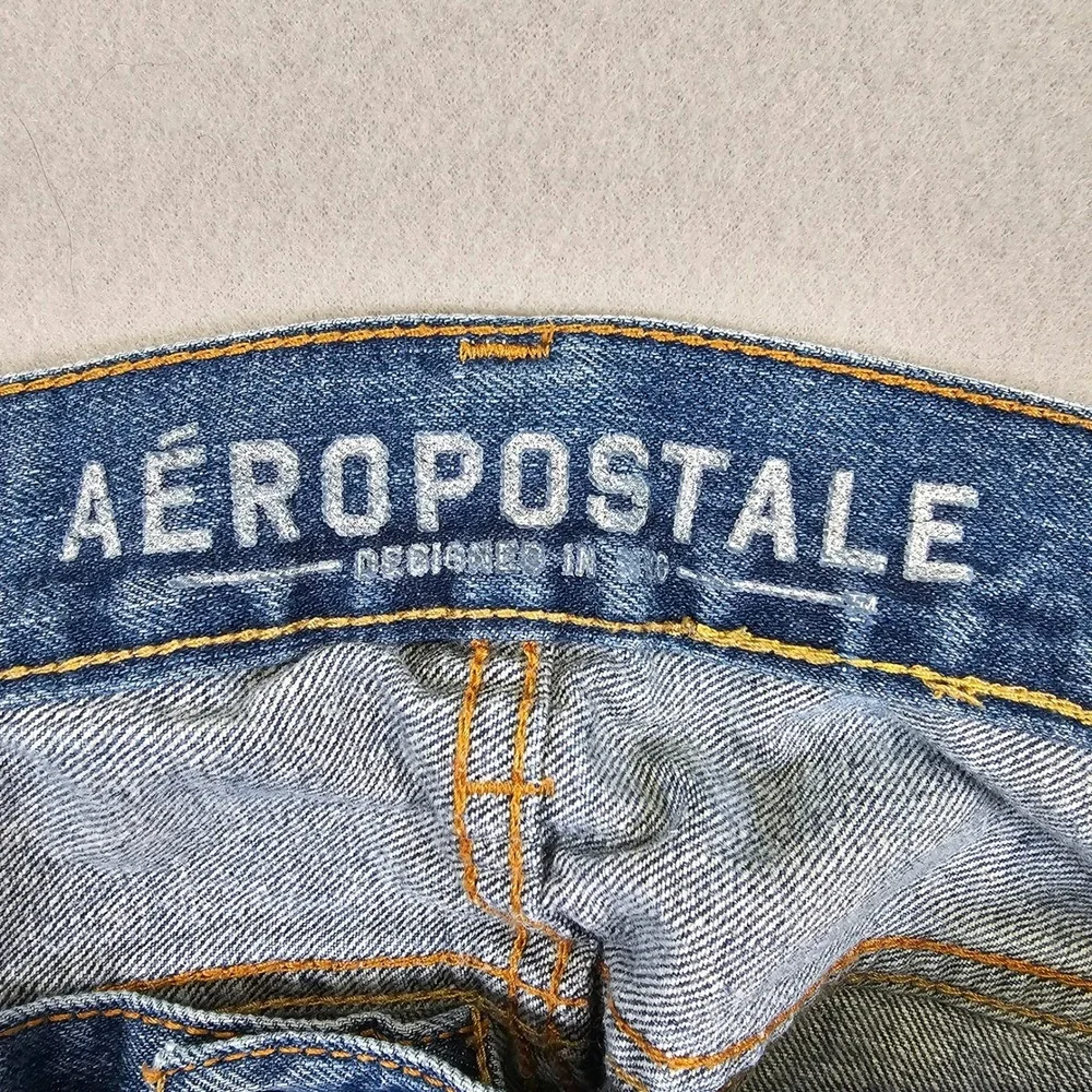Aeropostale Mens Straight Leg Distressed Medium Wash Denim Blue Jeans 32x28 - Picture 9 of 12